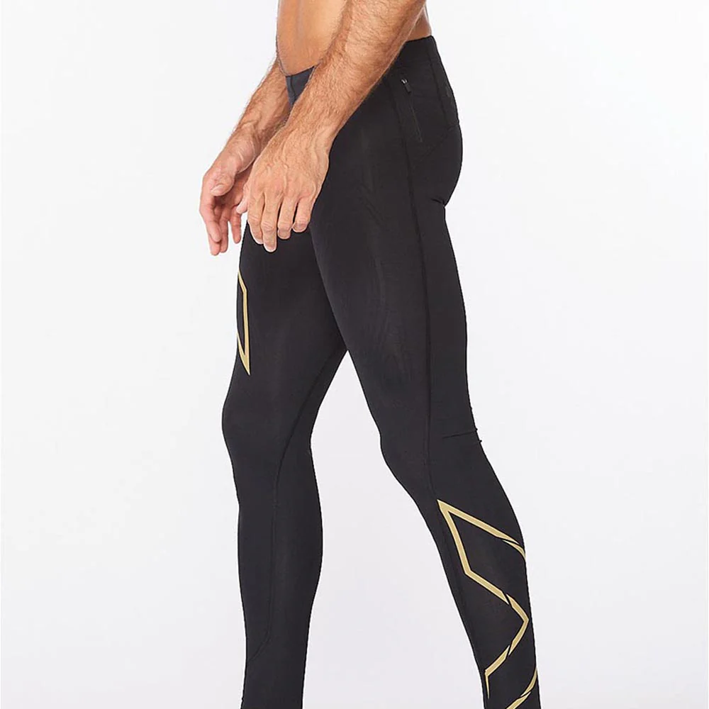 2XU Men Light Speed Compression Tights - Black / Gold Reflective - Image 5