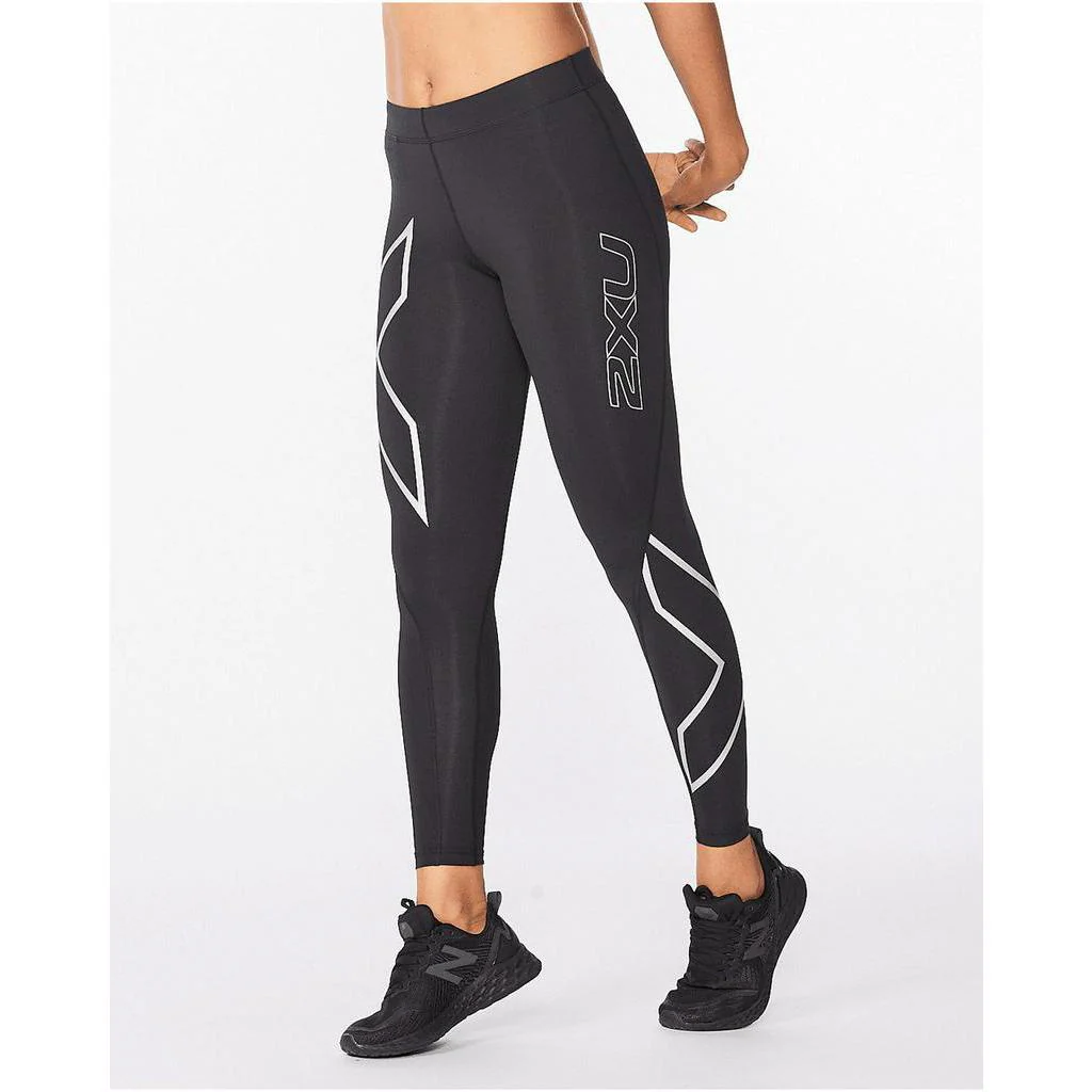 2XU Women Core Compression Tights - Black / Silver Reflective - Image 3
