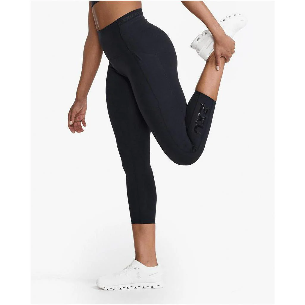 2XU Women Form Stash Hi-Rise Compression 7/8 Tights - Black / Black - Image 5