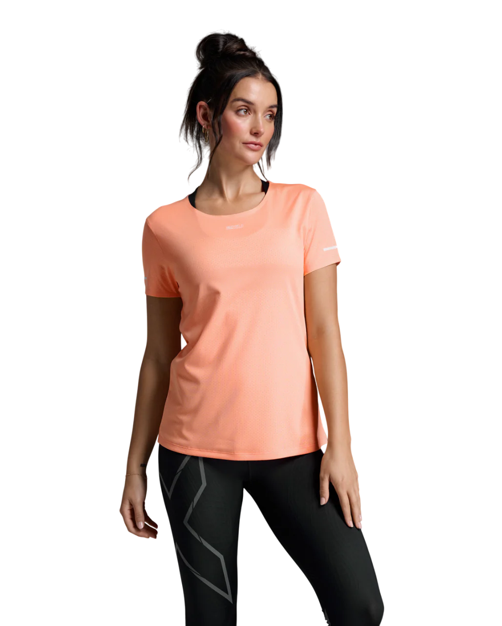 2XU Women Light Speed Tech Tee - Digital Peach / White Reflective - Image 3